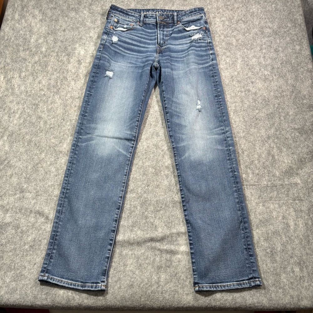 American Eagle‎ Mens Light Wash Faded Distressed AirFlex + Jeans Size 30x34